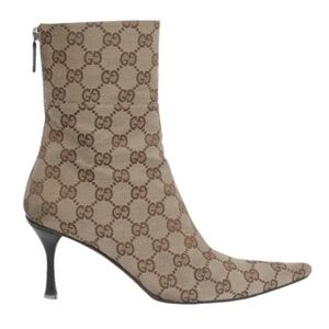 Gucci Logo Cloth Heeled Ankle Boots